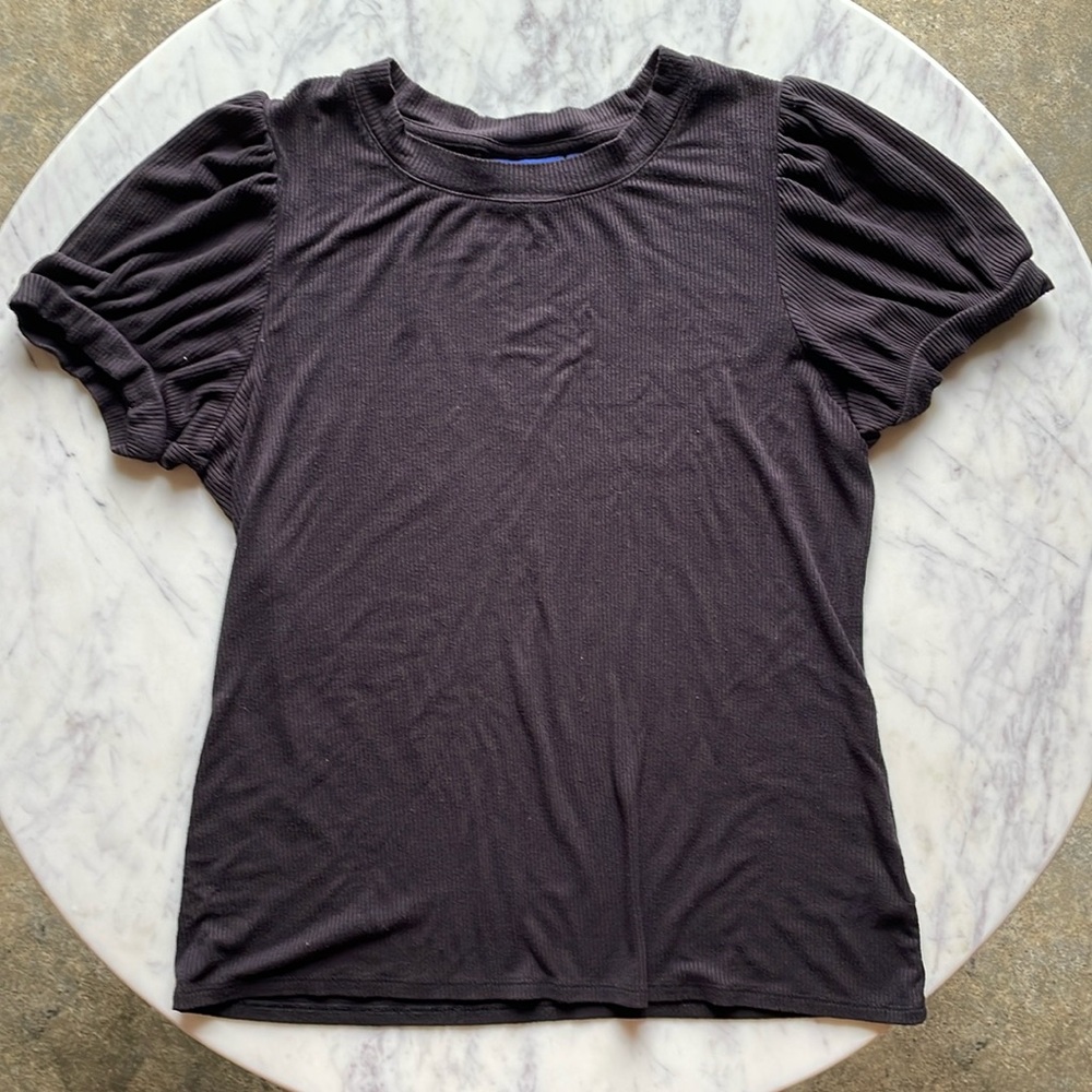 Apt. 9 Women’s Short Sleeve Ribbed Black Top Size Medium